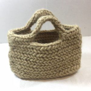 LIKE NEW Hand Crochet Mini Travel Handbag Casual Tote Unlined 10"x3"x6"